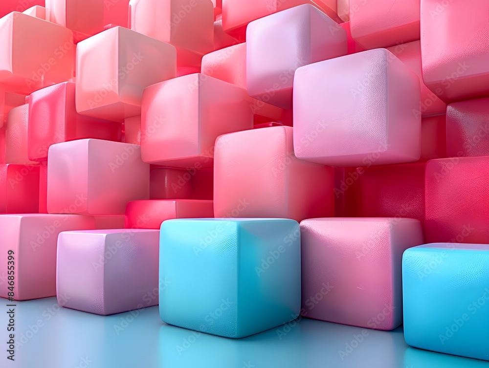 Vibrant Geometric Arrangement of Faceted Pastel Cubes in a Grid Layout Vibrant Geometric Arrangement of Faceted Pastel Cubes in a Grid Layout