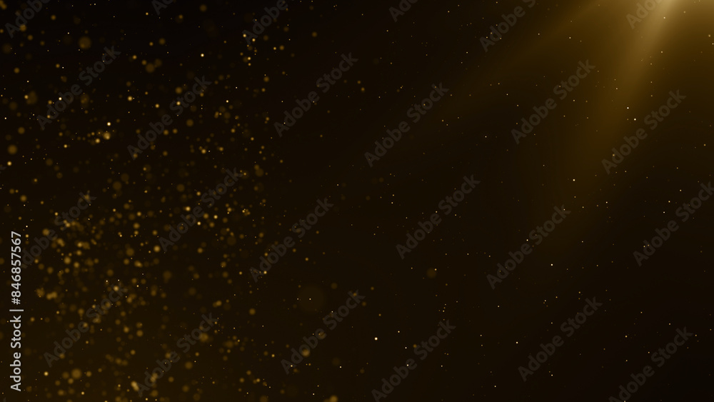 Fototapeta premium Gold particles golden dust bokeh event awards trailer titles cinematic concert openers luxury celebration background