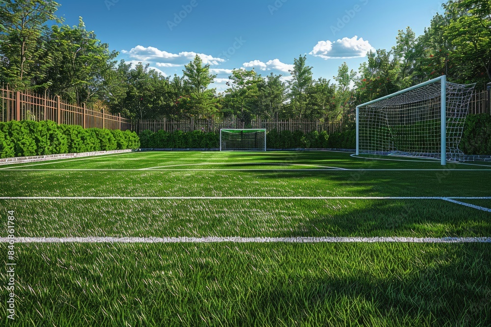 Fototapeta premium Stadium markings and green lawns
