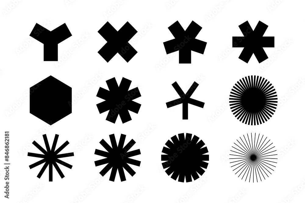 Fototapeta premium Bundle of various geometric shapes in black