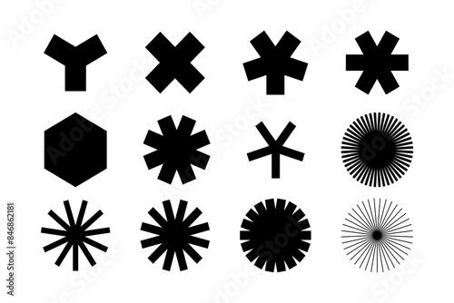 Bundle of various geometric shapes in black