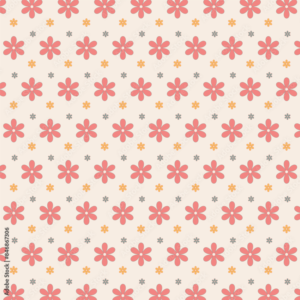 Seamless pattern with flowers isolated on beige background.Graphic vector illustration. Seamless pattern with flowers isolated on beige background.Graphic vector illustration.