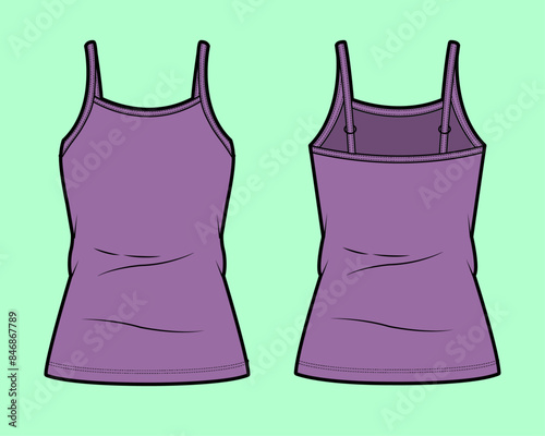 Womens Activewear Tank Tops - Fashion Flat Sketch Vector Collection