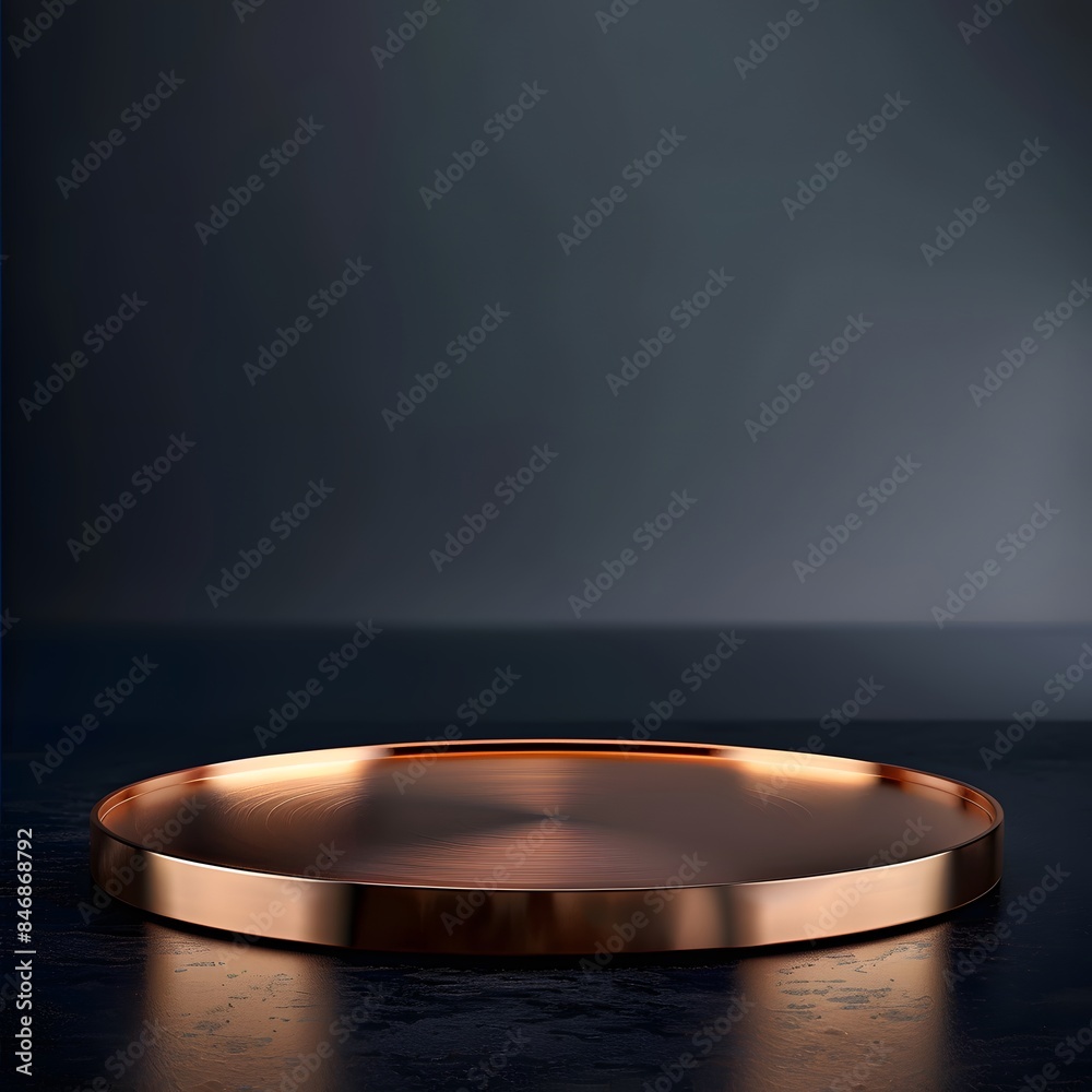 copper round podium for food product presentation on dark clean backgroud copper round podium for food product presentation on dark clean backgroud