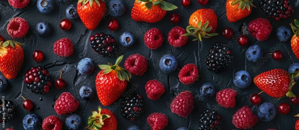 Top view of a variety of vibrant summer berries Top view of a variety of vibrant summer berries
