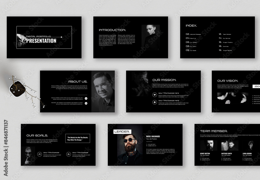 Digital Portfolio Presentation With Black Color Stock Template | Adobe ...