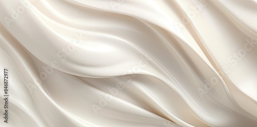 cream texture background of a white fabric with a red and white stripe, a white flower, and a white flower arranged in a row from left to right