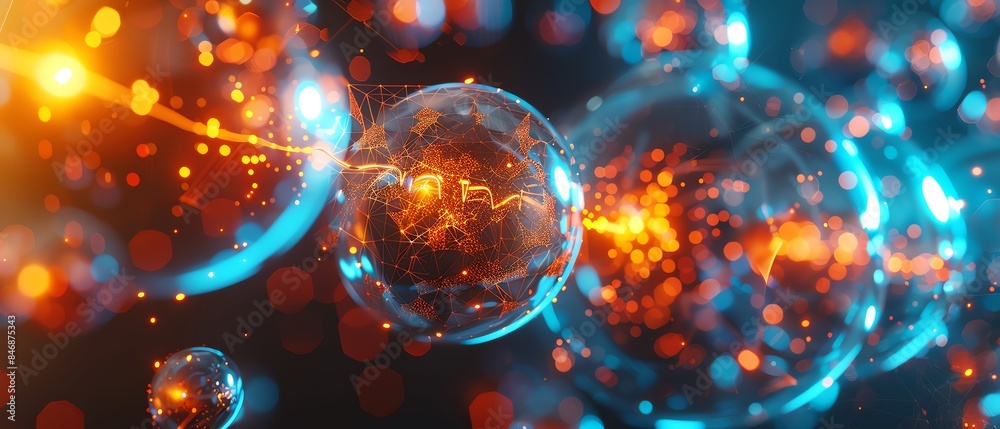 Abstract glowing spheres with vibrant colors and light effects. Abstract glowing spheres with vibrant colors and light effects.