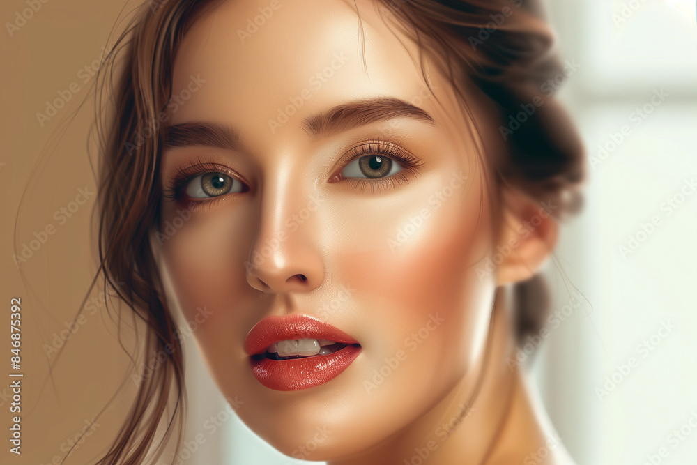 beautiful, cute woman, take care of her nails, beauty, white backdrop, portrait of looking straight into the camera, white bright background beautiful, cute woman, take care of her nails, beauty, white backdrop, portrait of looking straight into the camera, white bright background