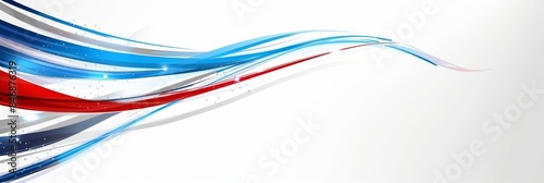 Abstract minimalist olympic games concept in white, blue, and red with ample, wide banner, copy space