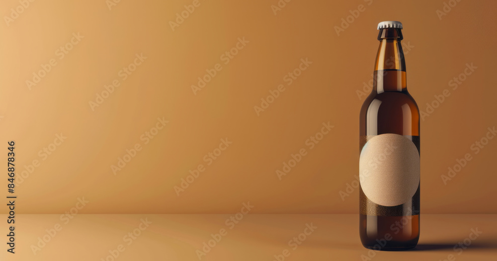On a smooth surface, a bottle with a label and plastic ring showcases quiet simplicity. On a smooth surface, a bottle with a label and plastic ring showcases quiet simplicity.
