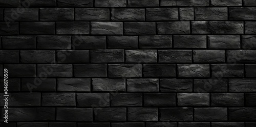 black brick textured wall with square and regular bricks