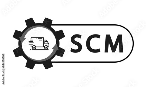 scm sign, flow system, step-by-step work system, symbol, scm logo
