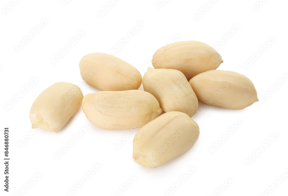 Pile of fresh peeled peanuts isolated on white Pile of fresh peeled peanuts isolated on white