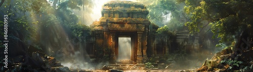 A fantasy world's ancient ruins, gateway to realms unknown