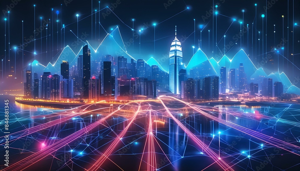 Illustration of a modern city in the digital era Illustration of a modern city in the digital era