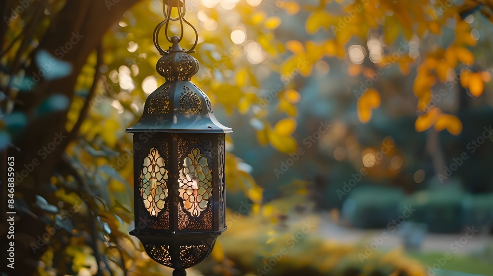 Fototapeta premium Islamic lantern, with copy space area, all lantern part in frame.