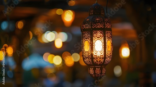 Islamic lantern, with copy space area, all lantern part in frame.