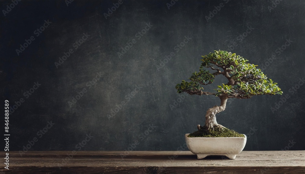 bonsai tree on rustic table bonsai tree on rustic table
