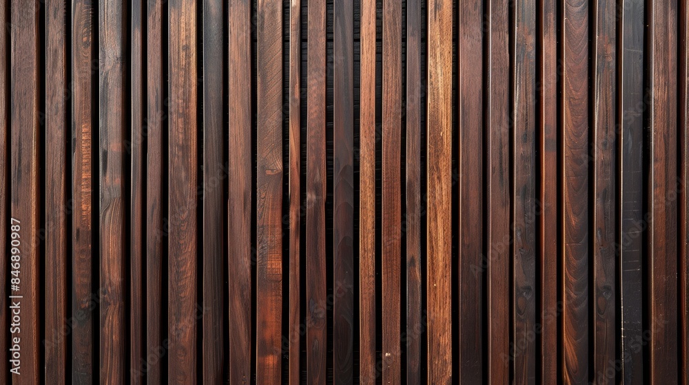 Close-Up of Dark Wooden Slats for Background Texture. A detailed view of vertical dark wooden slats providing a rich texture and pattern, suitable for background or design elements. Close-Up of Dark Wooden Slats for Background Texture. A detailed view of vertical dark wooden slats providing a rich texture and pattern, suitable for background or design elements.