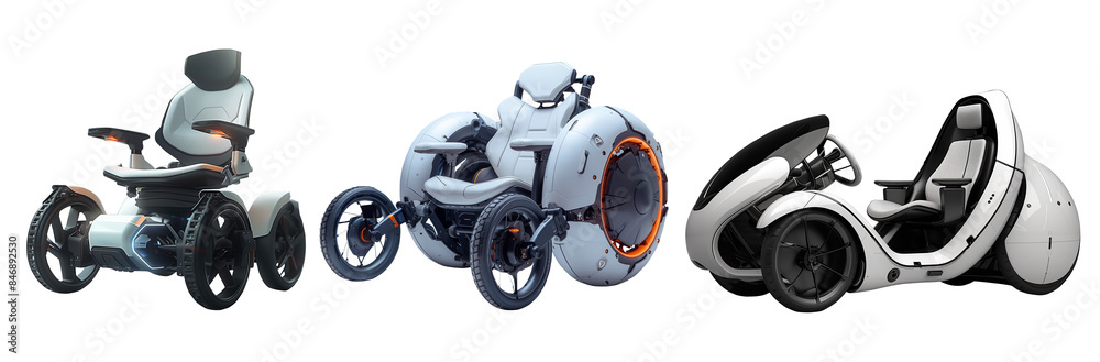 Electric passenger car or electric scooter, technology for the future, mobility for the disabled or elderly on a transparent floor,PNG Electric passenger car or electric scooter, technology for the future, mobility for the disabled or elderly on a transparent floor,PNG