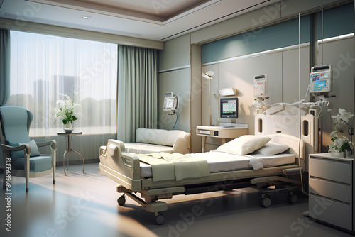 Luxury Hospital Patient Rooms, 3d rendering