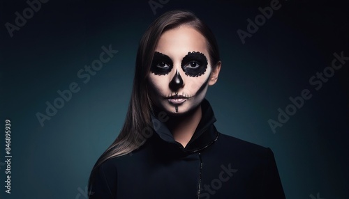 A woman with skull make up © Marko
