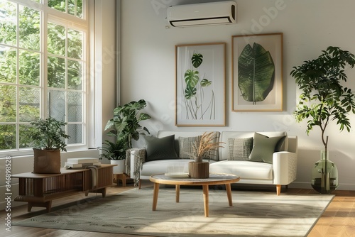 ecofriendly air conditioning fresh natural cooling in a modern living room setting 3d rendering © Jelena