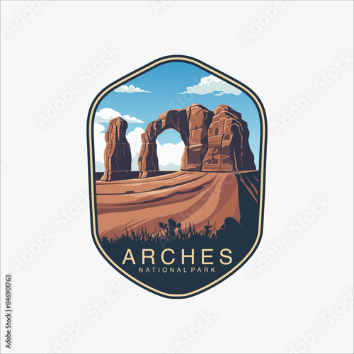 Arches National Park Logo Patch emblem design vector