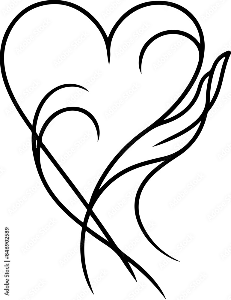 A simple line drawing of two hearts entwined A simple line drawing of two hearts entwined