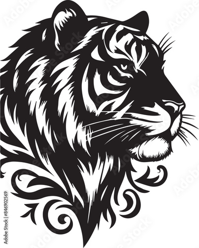 Wallpaper Mural tiger head Silhouette vector Torontodigital.ca