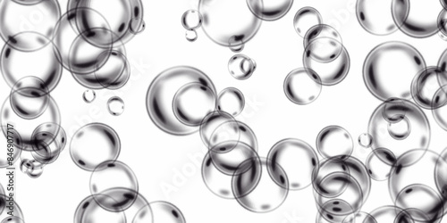Water bubbles. Macro shot of colorful water drops with shallow depth of field. Bubbles floating in water. Realistic air water foam bubble with rainbow colors.  transparent gas bubbles on water surface