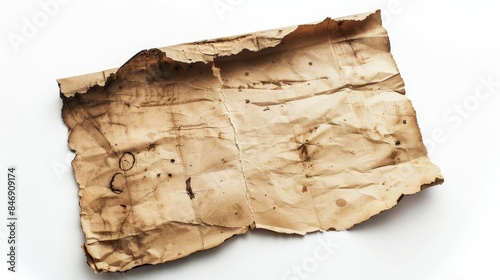 Old battered insulated paper on a white background.