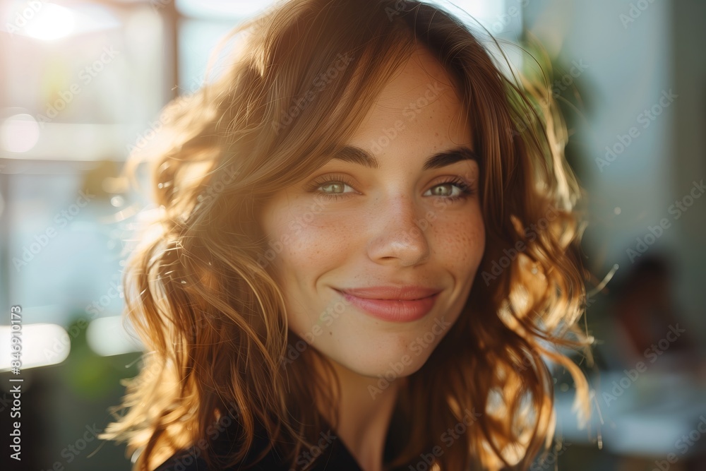 Portrait of a beautiful smiling business woman in an office. Portrait of a beautiful smiling business woman in an office.