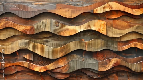a unique and creative design of wooden waves, offering a visually captivating and artistic expression in woodcraft.