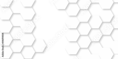 Fototapeta Naklejka Na Ścianę i Meble -  White Hexagonal Background. Luxury White Pattern. wallpaper Illustration. Futuristic abstract honeycomb mosaic white background. geometric mesh cell texture. modern futuristic wallpaper.