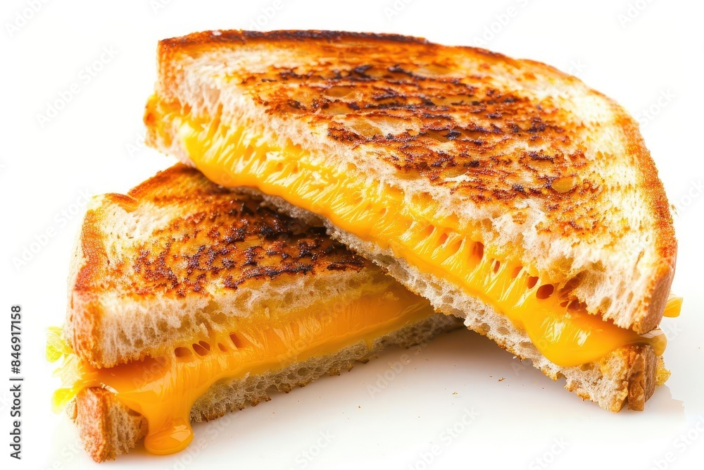 grilled cheese sandwich with melted golden crust isolated on white background classic comfort food grilled cheese sandwich with melted golden crust isolated on white background classic comfort food