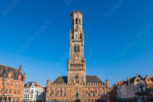 Scenery of Markt, the Market Square, and Belfry located in Bruges, Belgium © Richie Chan