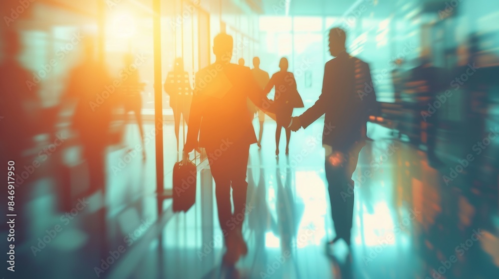 business people shaking hands in a modern office setting blurred soft light background business people shaking hands in a modern office setting blurred soft light background