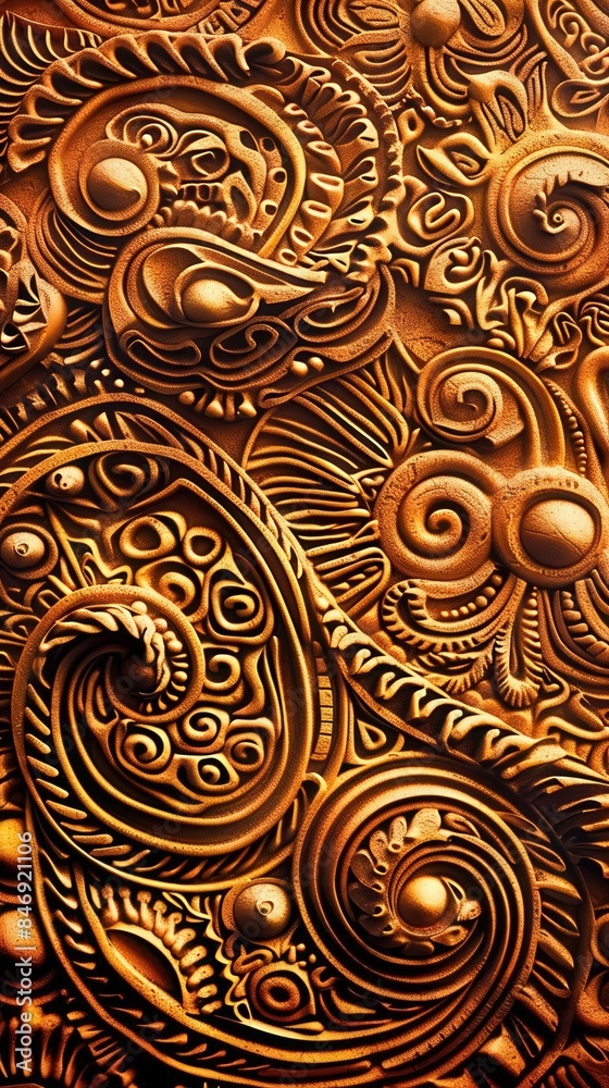 Photo of  Intricate henna pattern texture with detailed, swirling designs