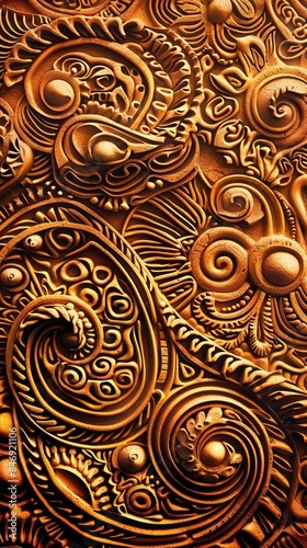 Photo of Intricate henna pattern texture with detailed, swirling designs