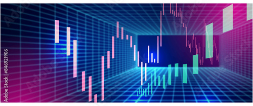 Digital financial chart indicators, stock market business and exchange financial growth graph.