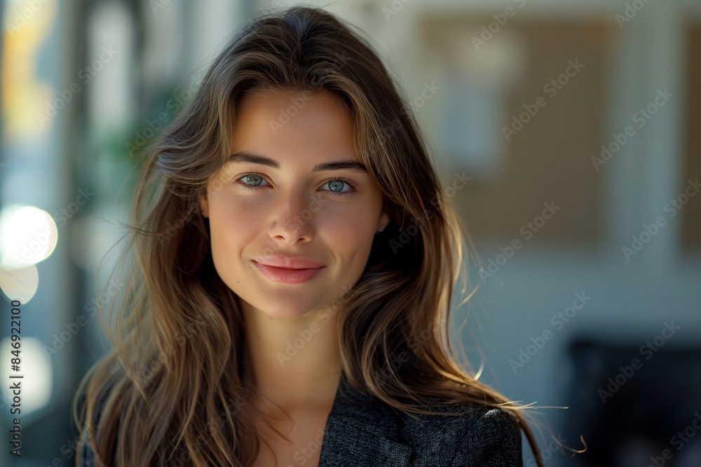 Portrait of a beautiful smiling business woman in an office. Portrait of a beautiful smiling business woman in an office.