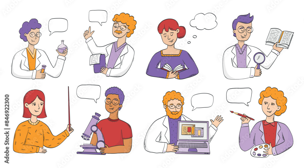 Teachers, professors at school or university collection. Cartoon people isolated on white background. Back to school, education theme. Teacher's day print, card, poster. EPS 10 Teachers, professors at school or university collection. Cartoon people isolated on white background. Back to school, education theme. Teacher's day print, card, poster. EPS 10