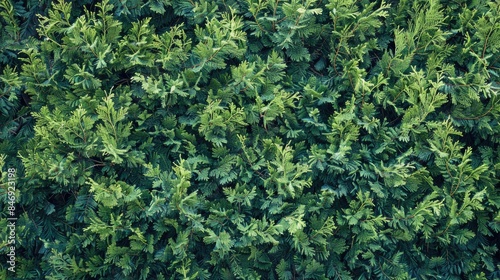 Coniferous Juniper Hedge as Natural Textured Background for Graphic Design © TheWaterMeloonProjec