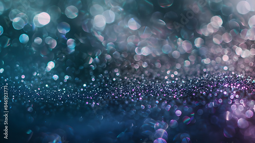 Abstract Bokeh Background with Glittering Lights in Shades of Blue and Purple, Perfect for Festive, Holiday, or Celebration Themes, Ideal for Use in Design Projects, Invitations, and Digital Art