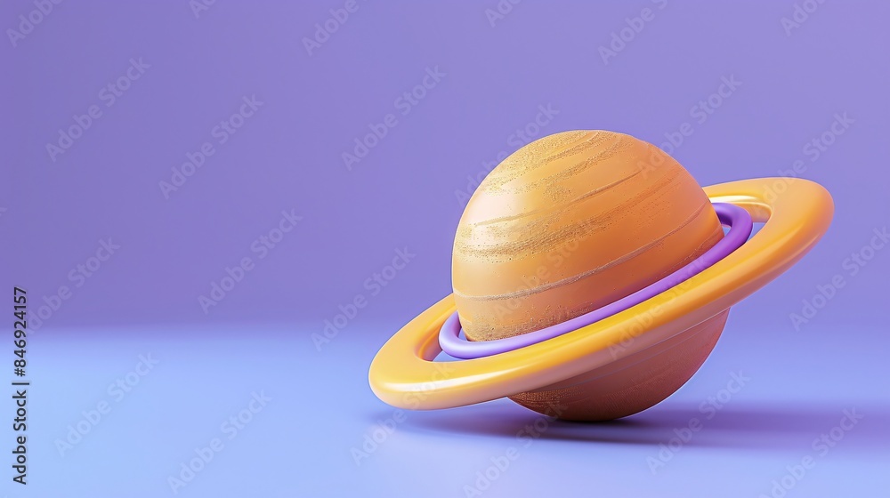 3D rendering of a stylized Saturn planet with rings, set against a purple background. Vibrant color scheme for space and astronomy themes. 3D rendering of a stylized Saturn planet with rings, set against a purple background. Vibrant color scheme for space and astronomy themes.