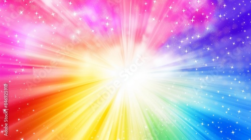 Radiant colorful explosion of light sparkling stars magical vibrant background