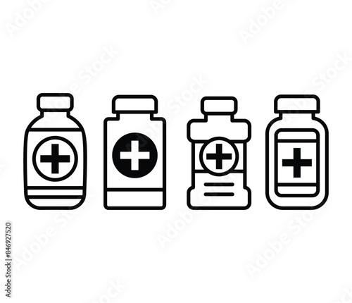 rubbing alcohol bottle symbol vector design illustration
black white color line isolated