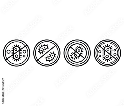 antibacterical symbol sign icon vector design black white colors simple illustration collections isolated